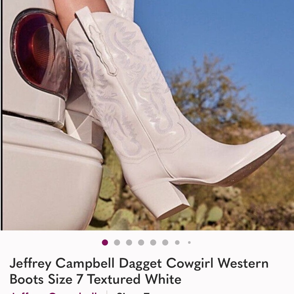 Jeffrey Campbell White Textured Heeled cowboy Boots size 7